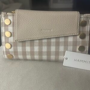 Hammitt Levy Dandelion wallet/cross body bag, beige white checkered gingham